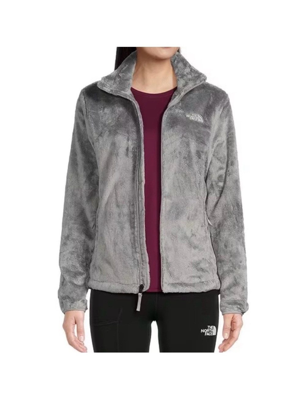The North Face Osito Long Sleeve Raschel Fleece Jacket Full Zip Meld Grey, Large